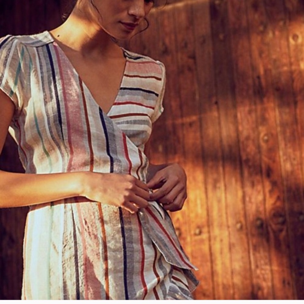 Free People Striped Wrap Dress